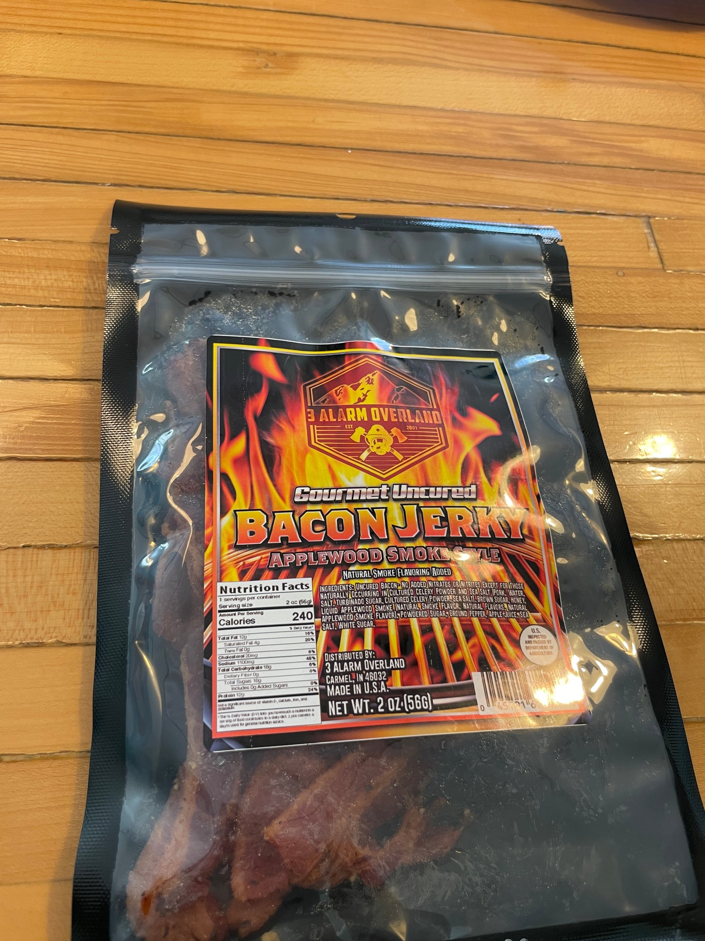 3 Alarm Overland Bacon Applewood Smoke Jerky Gluten-free