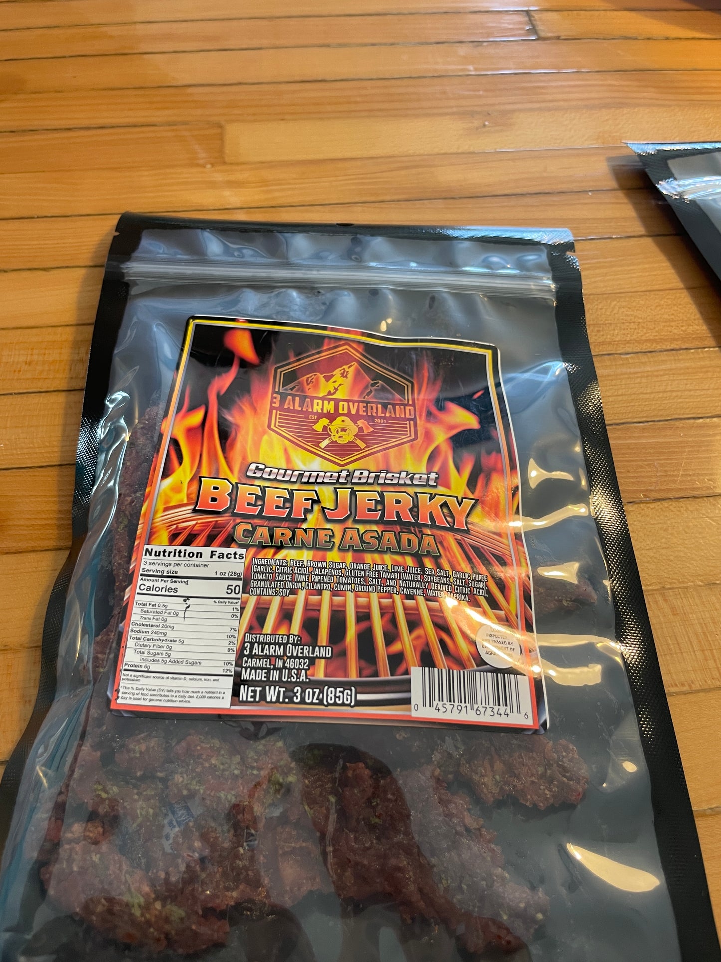 3 Alarm Overland Brisket Beef Carne Asada Jerky (Gluten Free)