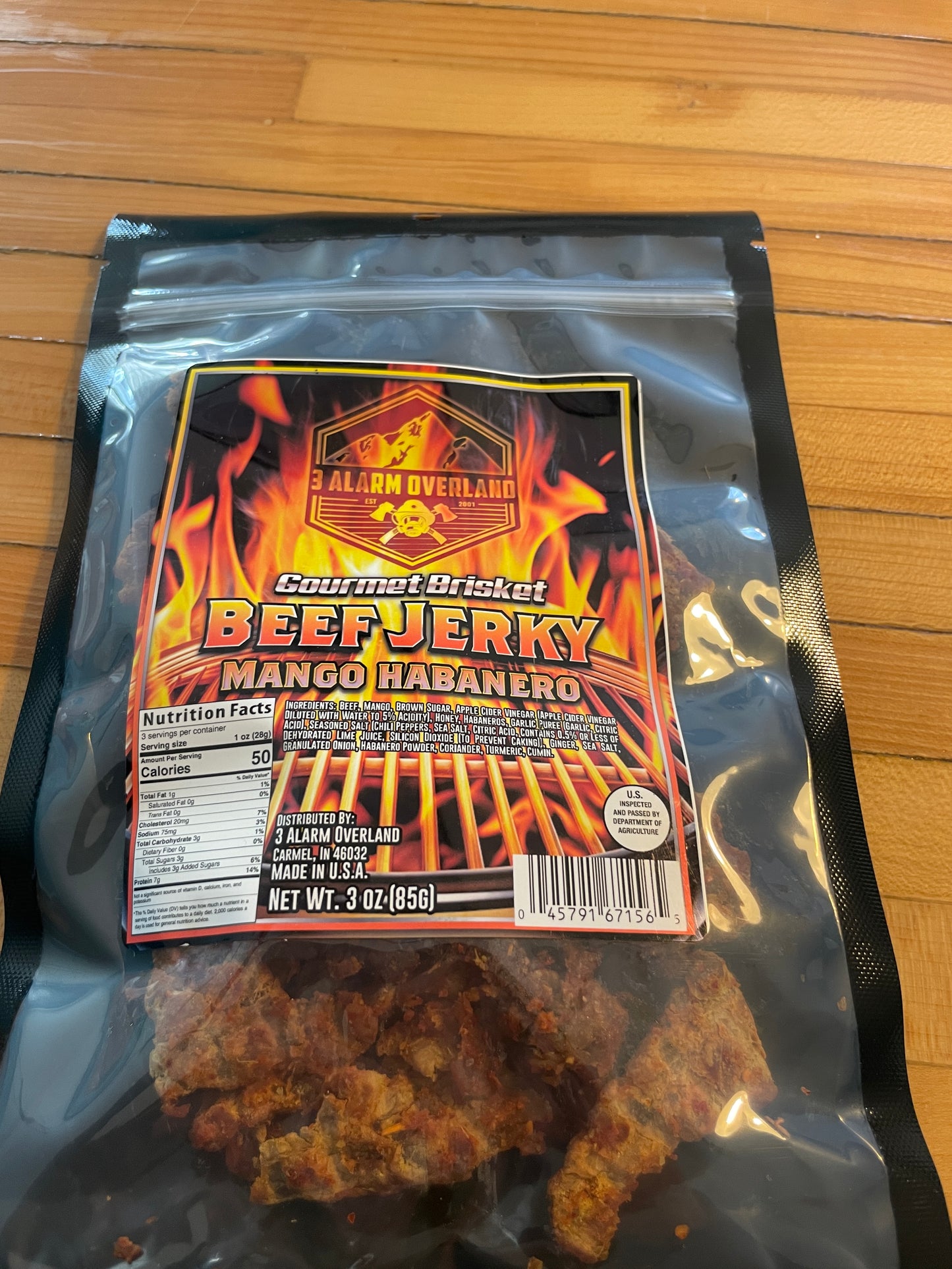 3 Alarm Overland Brisket Beef Mango Habanero Jerky