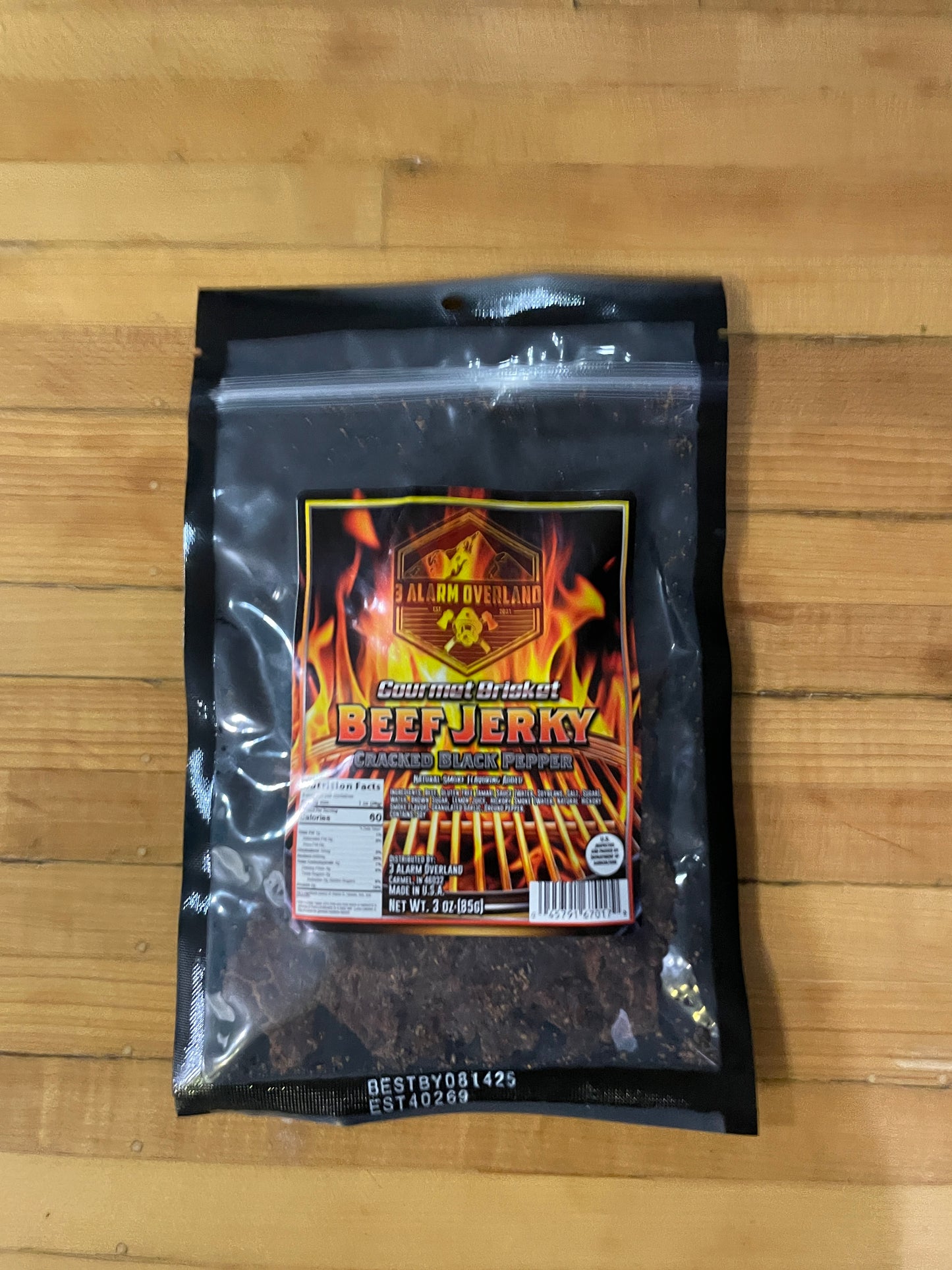 3 Alarm Overland Brisket Beef Cracked Black Pepper Jerky (Gluten Free)