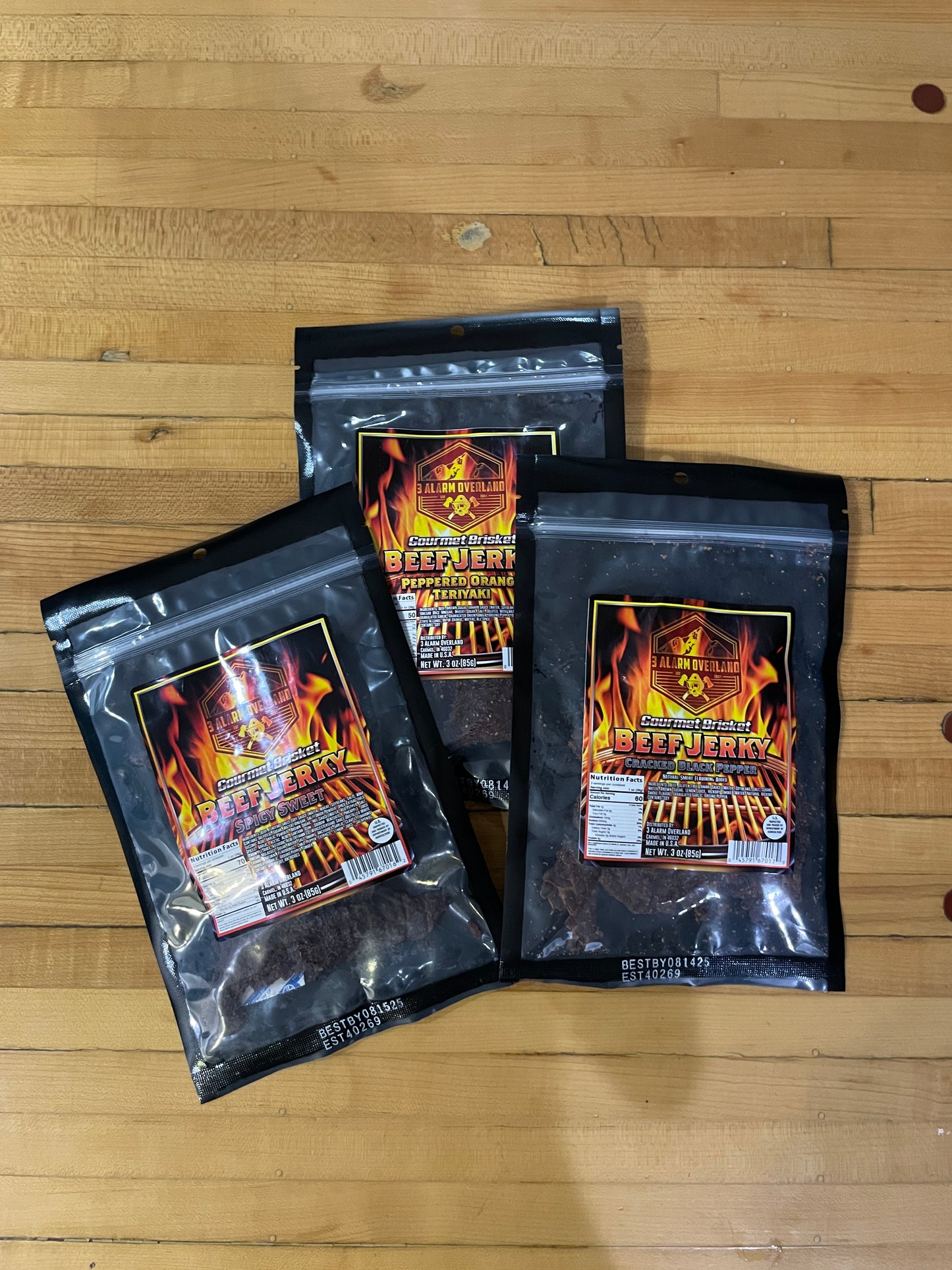 3 Alarm Overland Brisket Beef  Peppered Orange Teriyaki  Jerky (Gluten Free)