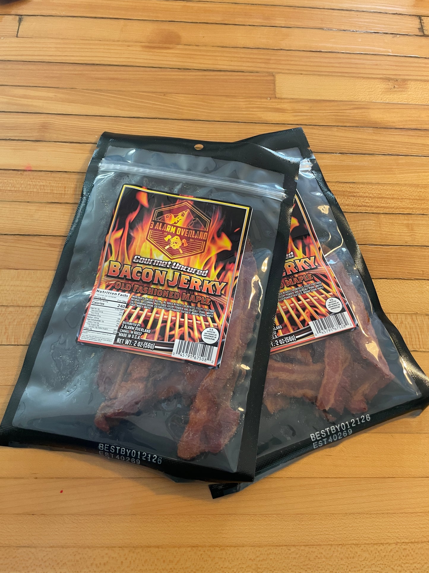 3 Alarm Overland Bacon Old Fashioned Maple Jerky    gluten-free